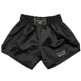 Boon All Black Retro Muay Thai Shorts RSBK