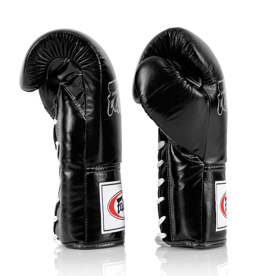 Fairtex Black BGL6 Leather Lace Up Muay Thai Gloves TBS